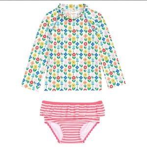 Mini Boden Two-Piece Rashguard Swimsuit Size 6-12 Months